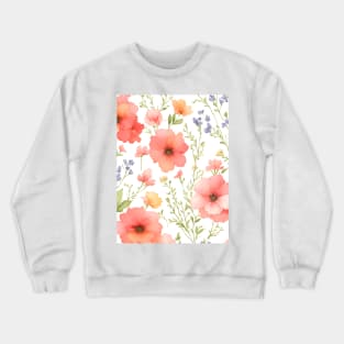 Wild Flower, Flower Pattern Crewneck Sweatshirt